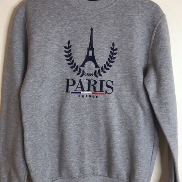 Paris tour D or ladies grey 90s style Eiffel Tower sweater size small - Picture 2 of 15